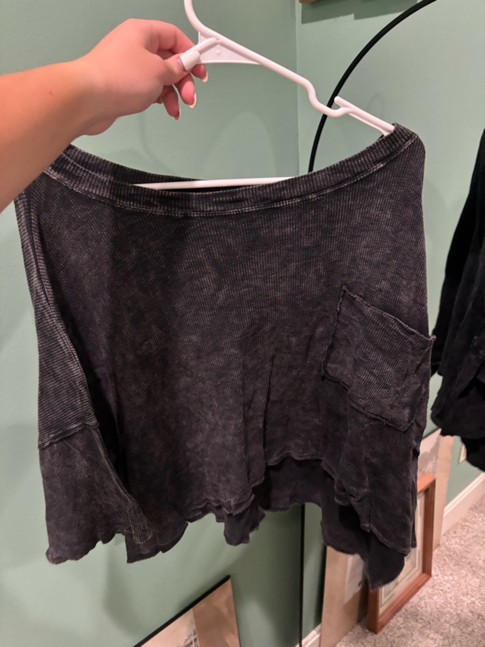 Altar'd State Charcoal Washed Short Sleeve Pocket Top